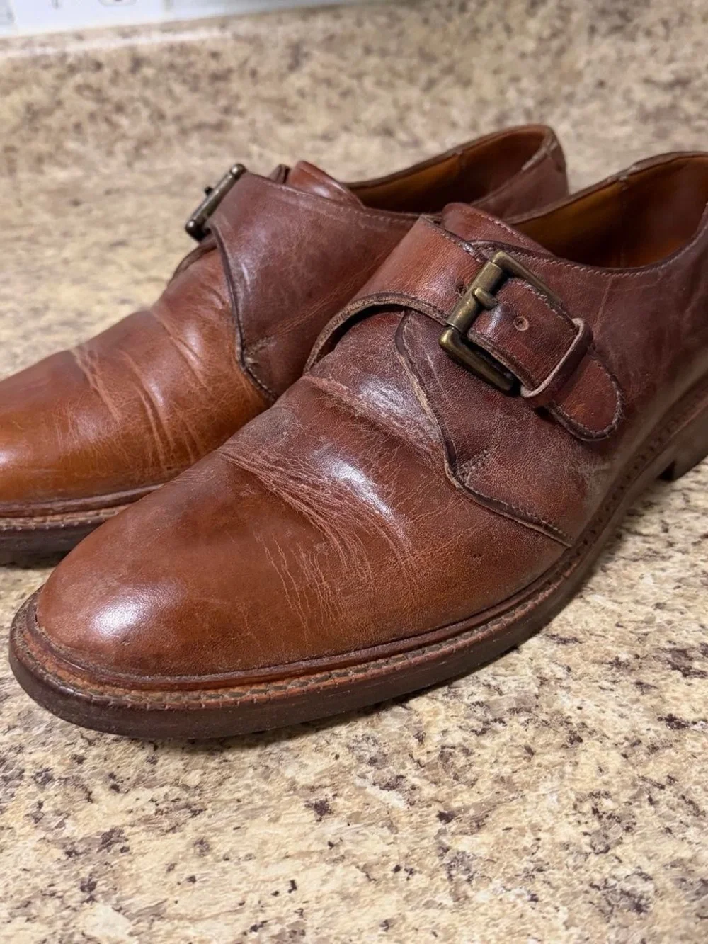 Allen Edmonds Lubbock 9 D Brown Leather Monk Strap Dress Shoes USA 8032 Oxfords